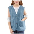 thumbnail image 7 of Nwiuh Girls' Boys Sherpa Fleece Vest Sleeveless Jacket Outwear Lightweight Solid Color Cute Jacket with Pockets (Sky Blue, 5-6 Years), 7 of 7