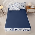 thumbnail image 4 of Castle Fairy Sport Soccer Football Basketball Zipper Twin Comforter Sets with Fitted Sheet and 2 Pillowcases, Vintage Ball Game Zipper Bedding Set, White Navy Blue,4-Piece,Navy Blue Reversible, 4 of 6