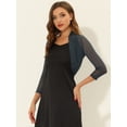 thumbnail image 3 of Semi Sheer Elegan Mangas Largas Bolero Shrug Top para Mujer Gris oscuro L, 3 of 5