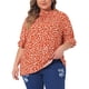 thumbnail image 1 of Blusas de cuello simulado de manga corta con volantes y lunares para mujeres de tallas grandes GRACE & GRANDEUR 4X Naranja, 1 of 1