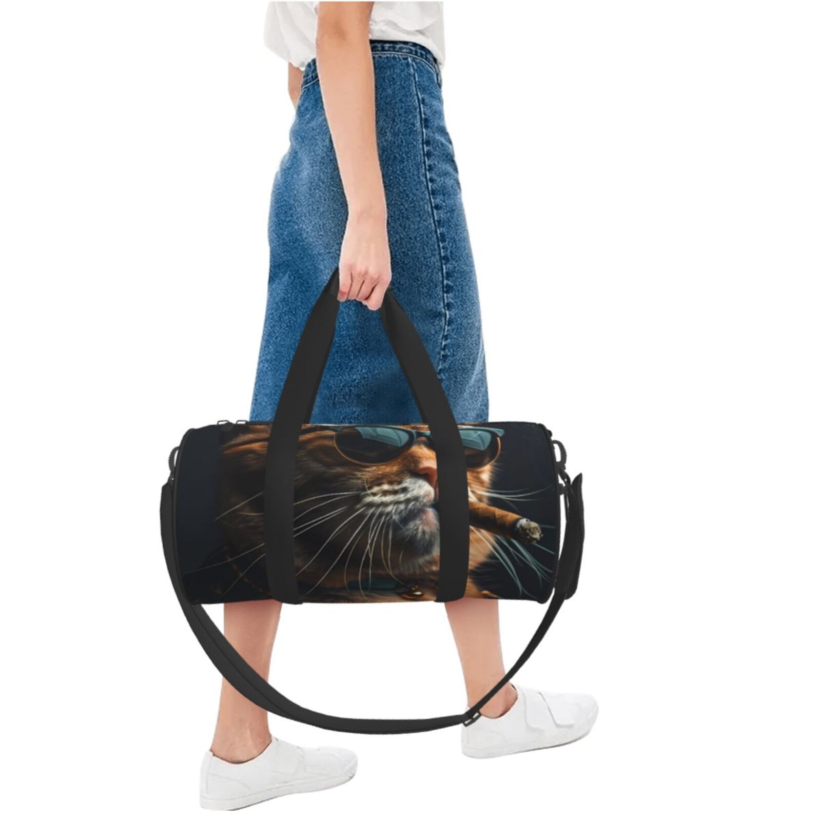 Vsdgher Dapper Cat in Sunglasses 45L Foldable Duffel Bag, Sports Gym Bag,Overnight Bag, Portable Weekender Bag for Airplanes