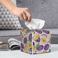 thumbnail image 6 of KLL Plum Print Tissue Box Cover,Leather Tissue Holder Square Facial Tissue Case Facial Paper Organizer Dispenser for Bathroom, Vanity Countertop, 6 of 7