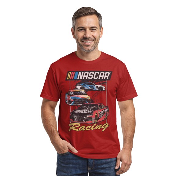 Mens NASCAR Racing Cars Retro Sketch T Shirt