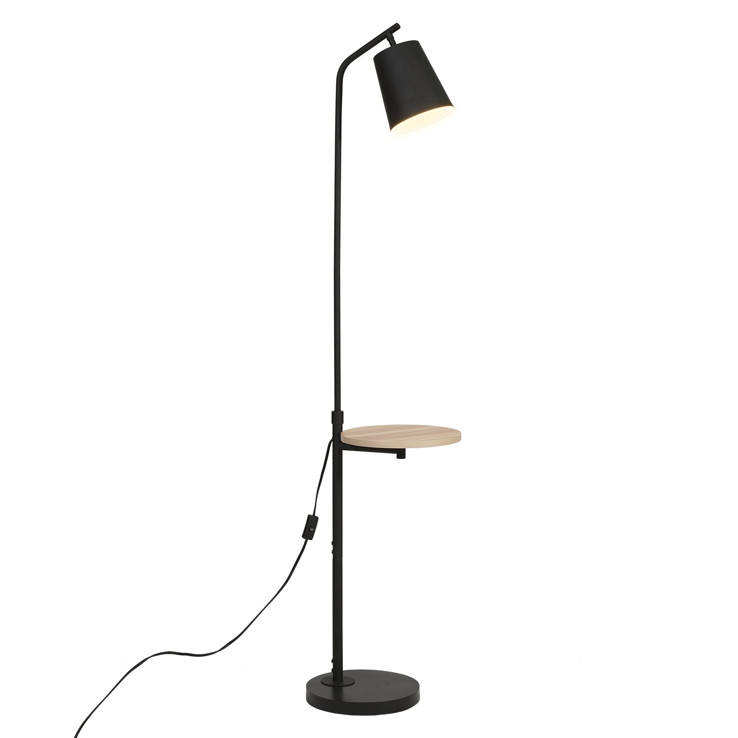 Mainstays 65" Modern Adjustable Head Matte Black Floor Lamp with Black Conical