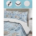 thumbnail image 4 of Quilts Twin Size Bedding Set, Blue Coastal Lightweight Quilted Comforter, Country Nautical Starfish Coral Seashells Soft Reversible Bedspread Coverlet with Pillow Covers for All Season, 68" x 86", 4 of 7