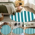 thumbnail image 6 of 8ft Round Rug, Teal Striped Non-Skid Rubber Backing Large Area Rugs - Living Room Bedroom Home Office, Simple Art Vertical Stripe Farmhouse Indoor Floor Mat Carpets Washable Rug, 6 of 9
