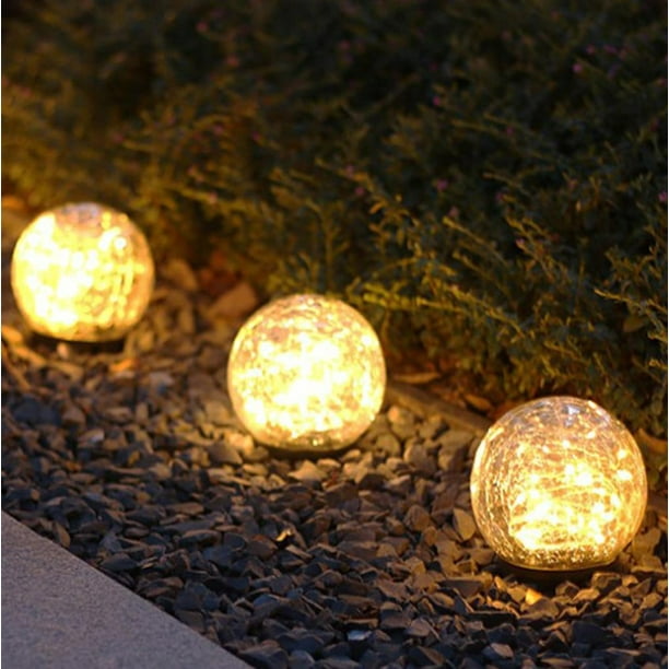 Real Living Crackle Glass Bulb Solar LED Lantern