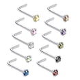 thumbnail image 4 of 10pcs Assorted Color Crystal L Shaped Nose Rings Body Jewelry 18G - Multicolor, 3mm, 4 of 6