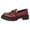 Wine, variant on Chunky Loafers for Women Cute Bowtie Round Toe Leather Slip on Penny Loafers Lug Sole Casual Dressy Work Shoes Wine Size 9
