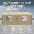 thumbnail image 4 of Carport Canopy, 10x20 Heavy Duty Portable Garage Tent with Roll-up Doors and All-Season Tarp, Car Canopy for Truck, Car, Boat, Khaki, 4 of 5