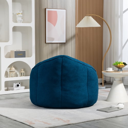 BSHTI 40"Bedding Bean Bag Sofa Chair,High Pressure Foam Bean Bag Chair,Adult Material with Padded Foam Padding Compressed Bean Bag With Footrest-Blue