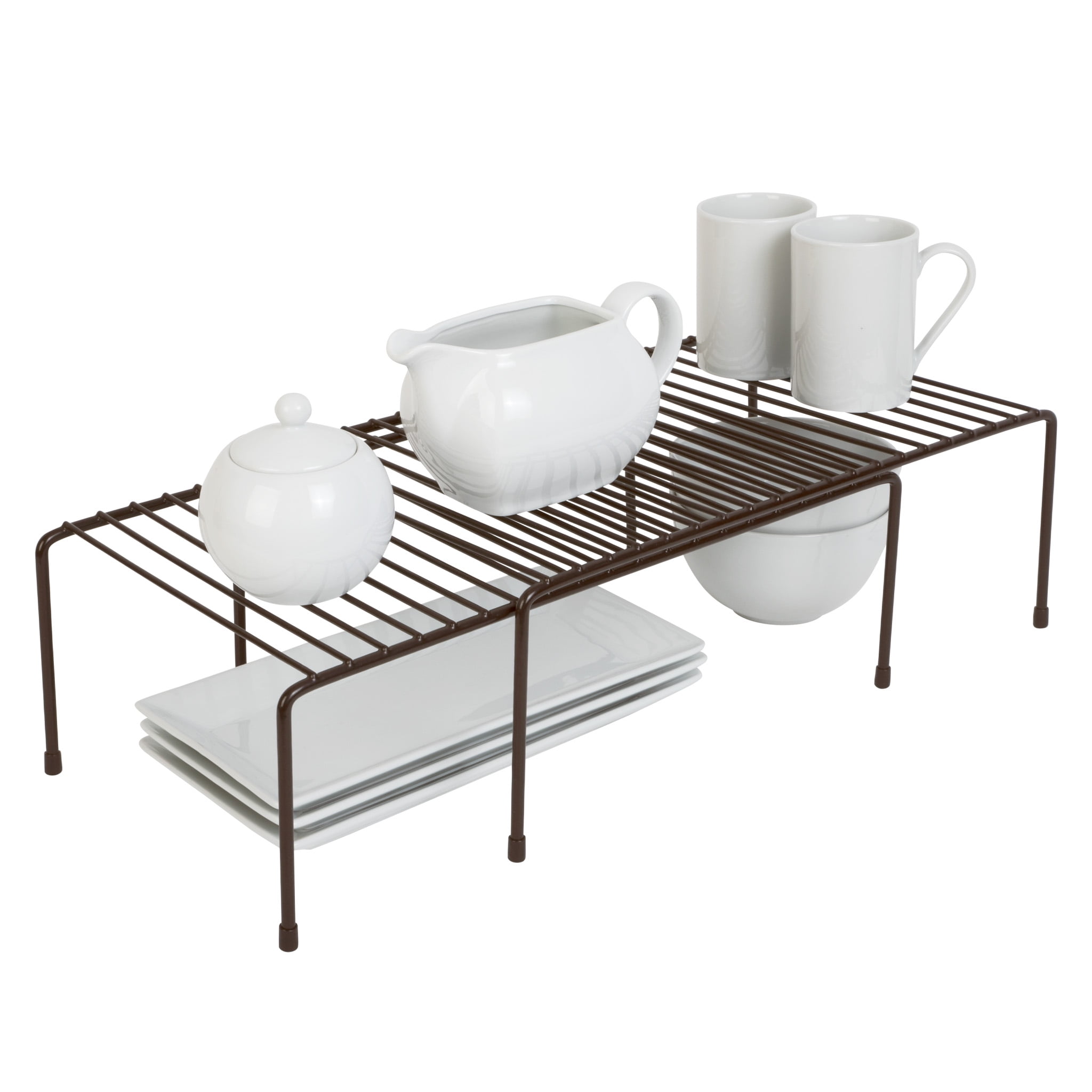 Smart Design Cabinet Storage Shelf Rack - Extendable 16 to 32.5 inch - Steel Metal Wire - Bronze