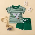 thumbnail image 3 of Toddler Boy Outfits Baby Dinosaur Print Kids Unisex Spring Summer Striped Short Sleeved Basketball 6M 12M 18M 24M 3T 4T T shirt Tops+Elastic Waist Shorts Shirt Tops and Set 2PCS, 3 of 3