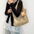 thumbnail image 2 of Guardurnaity Bolso tote plegable con llavero, de piel y tela, con detalles en oro cepillado. Minibolsos expandibles con llavero. Bolsas de mensajero y de hombro blanco, 2 of 6