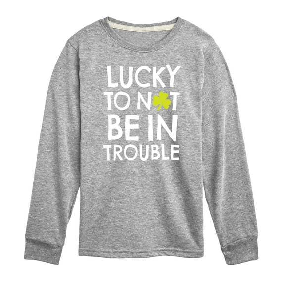 Instant Message - St. Patrick's Day - Lucky to Not Be In Trouble - Toddler And Youth Long Sleeve Graphic T-Shirt