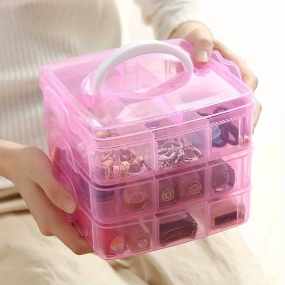 3-layer 18 Compartment Transparent Storage Box, Jewelry and Toy Storage Box, Suitable for Kitchen, Bathroom, Bedroom