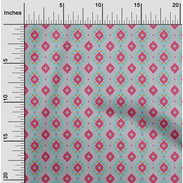 oneOone Cotton Poplin Fabric Diamond & Swirl Ikat Decor Fabric Printed BTY 56 Inch Wide