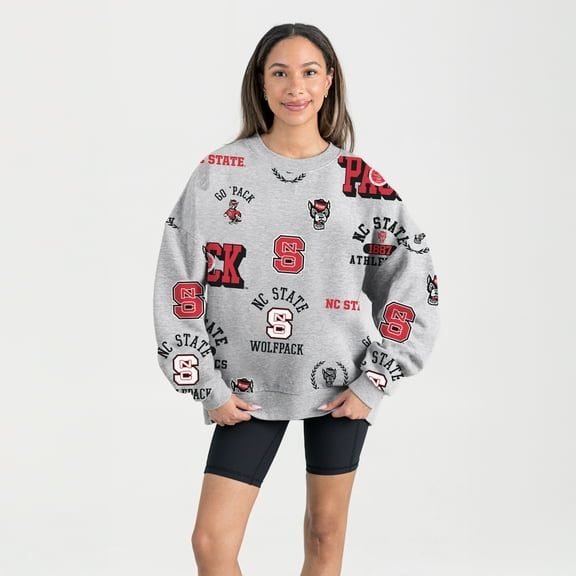 Women's Gameday Couture Gray NC State Wolfpack Always on Repeat Fleece Sweatshirt