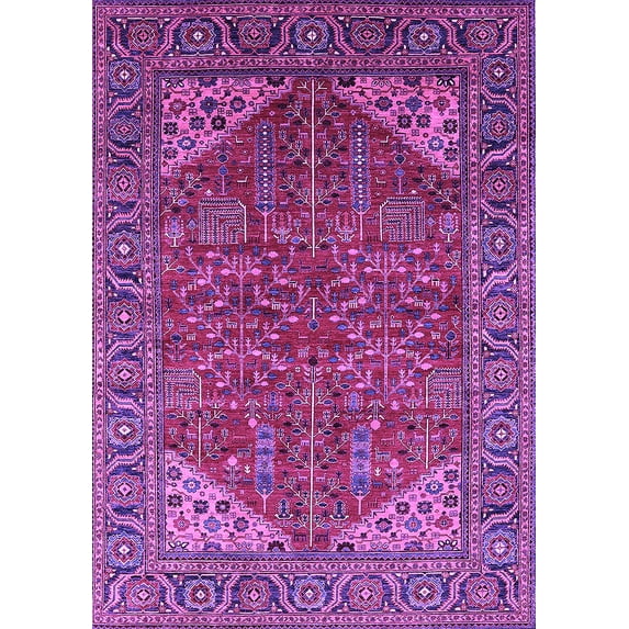 Ahgly Company Indoor Rectangle Oriental Purple Industrial Area Rugs, 6' x 9'