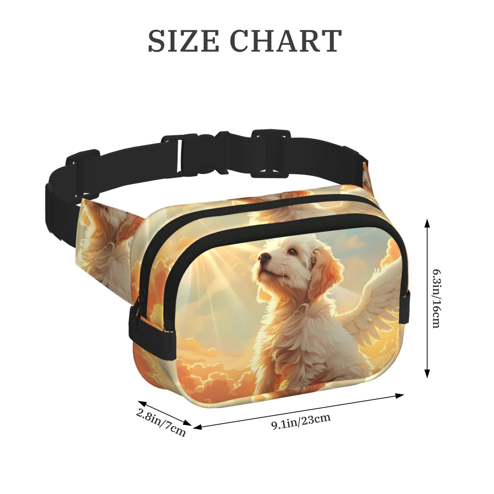 Picia Sunshine Golden Cloud Dog Print Square Double-Layer Waist Bag Mini Adjustable Waist Belt Bag Exercise Running Travel Hiking
