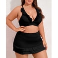 thumbnail image 5 of Jusfitsu Plus Size Bikini Sets for Women V Neck High Waisted Bathing Suits Tummy Control Swimsuits 3 Piece Swimwear, 5 of 6