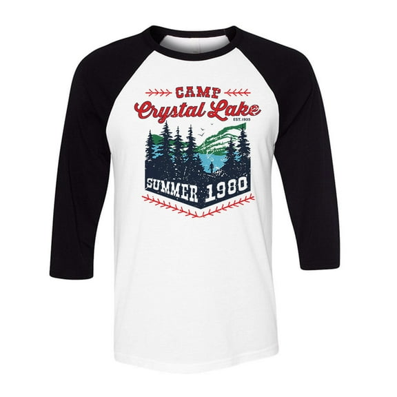 Camp Crystal Lake Three-Quarter Raglan Sleeve Baseball Shirt Unisex X-Small White/Black