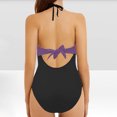 thumbnail image 4 of UTSJKR Womens Halter Cutout One Piece Swimsuit Sexy Backless Tummy Control Bathing Suits Colorblock Slimming Beach Swimwear Purple M, 4 of 5