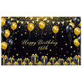 thumbnail image 2 of Black Gold Happy Birthday 16th Banner Background with Balloons Stars and Gifts Party Supplies Photography Props Birthday Decoration Party Decorations Backdrop, 2 of 7