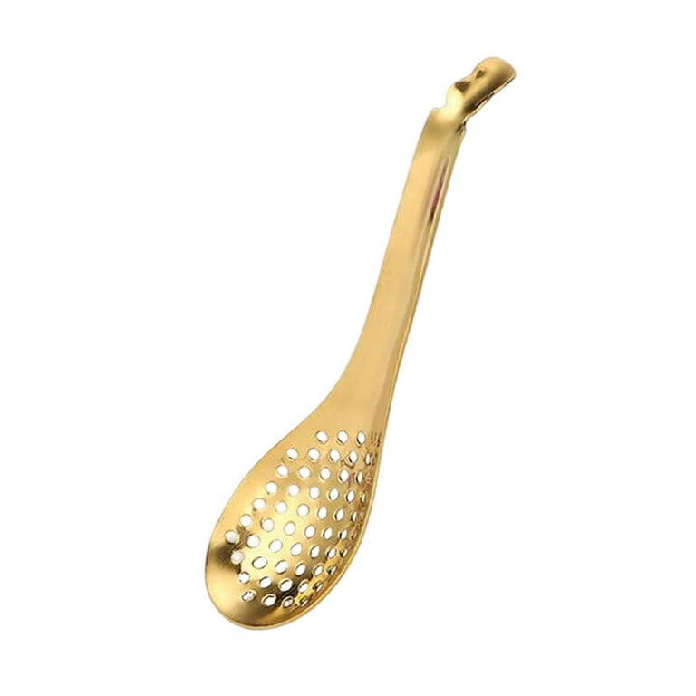 Jinyi Spherification Spoon,caviar Spoon Strainer Colander Stainless Steel  Slotted Spoon Cocktail Strainer Spoon Portable Salad Fruit Slotted Spoon  For