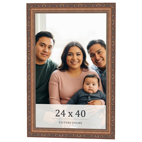24x40 Frame Gold Solid Wood Picture Frame Width 1.25 Inches | Interior Frame Depth 0.375 Inches |