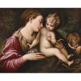 thumbnail image 2 of Follower of Parmigianino 14x12 Gold Ornate Wood Frame and Double Matted Museum Art Print Titled - The Madonna and Child with St. John the Baptist Sleeping, 2 of 4