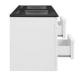 thumbnail image 4 of Wall Mount Double Sink Vanity Cabinet, White Black, Wood, Mid Century Hotel Bedroom Bathroom, Modern Contemporary HB34085, 4 of 11