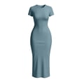 thumbnail image 4 of NTACZA Summer Dress Casual Maxi Short Sleeve Slim Crew Neck Bodycon Party Size M, 4 of 4