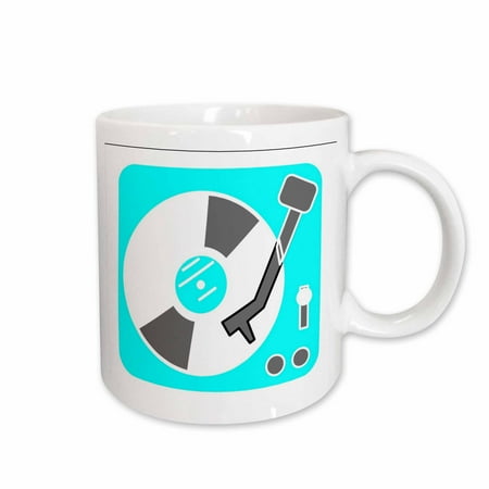 

3dRose Turquoise Retro Record Player Ceramic Mug 15-ounce