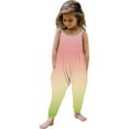 thumbnail image 2 of Toddler Baby Girl Jumpsuit One Piece Gradient Printed Sleeveless Strap Romper Harem Pant with Pockets Summer Outfit Clothes(Pink,5-6 Years), 2 of 5