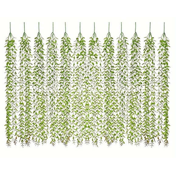 12 Strip Dragon Rattan Simulated Green Plants For Wedding Wall Hanging And Home Decoration Plastic Material For Indoor And Outdoor Use 41.9 Inches Length Green Plants