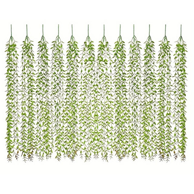 Artificial Green Plants With Dragon Rattan Design For Wedding Wall Hanging And Home Decoration Pack Of 12 Size 41.9 Inches Long Weight 0.78 Lb