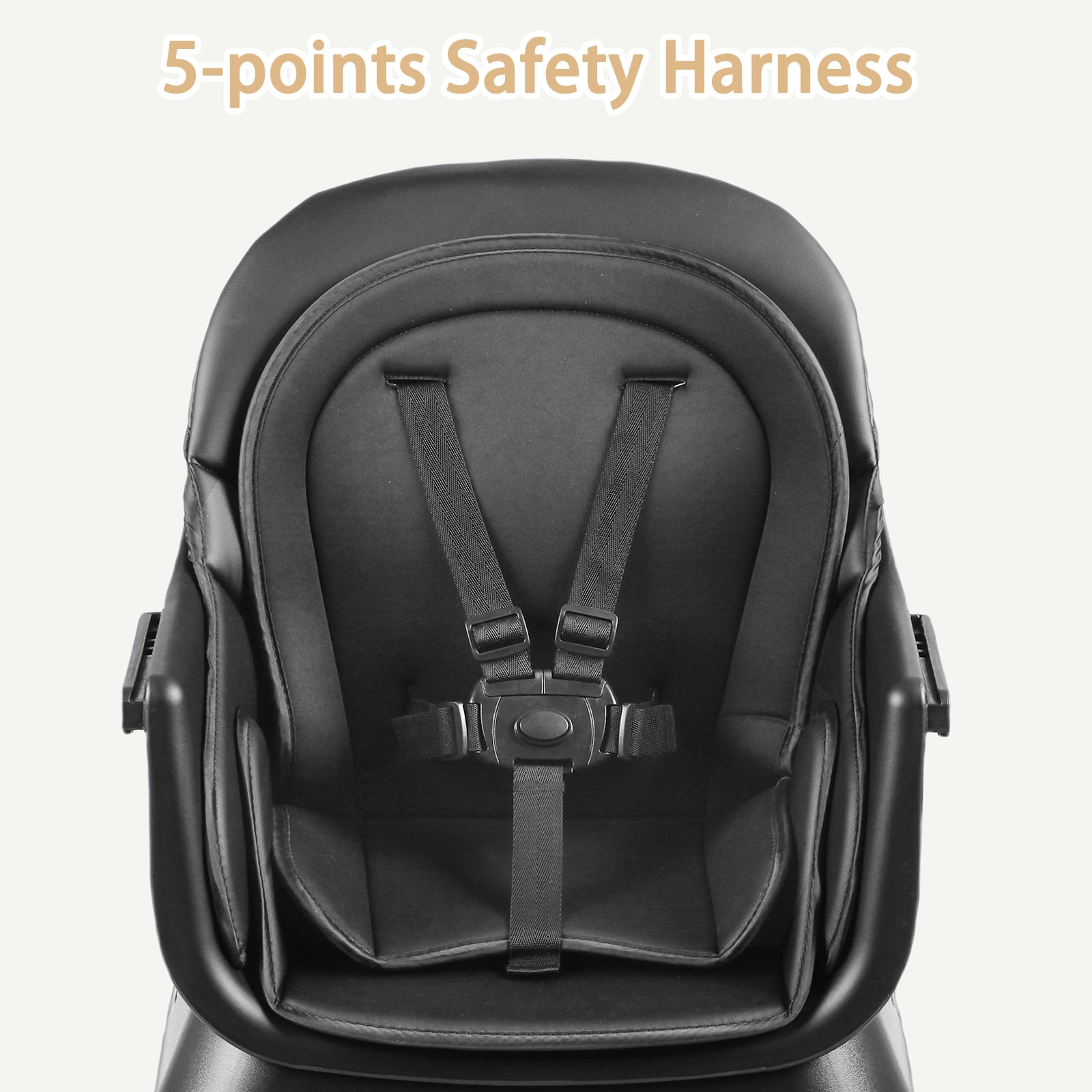 AILEEKISS 8-in-1 Baby High Chair, Toddler Booster Seat with Dishwasher-Safe Tray, Black