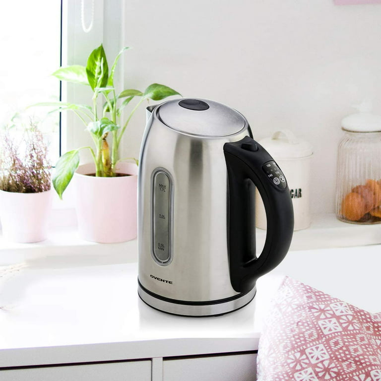 Ovente Electric Stainless Steel Hot Water Kettle 1.7 Liter with 5