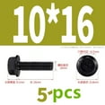 thumbnail image 2 of M10x16 (5pcs) Flange Hex Head Bolts Screws, Class 10.9 heavy black hexagonal flange screws ,Hex Head Bolts Screws,Full tooth thread, 2 of 4