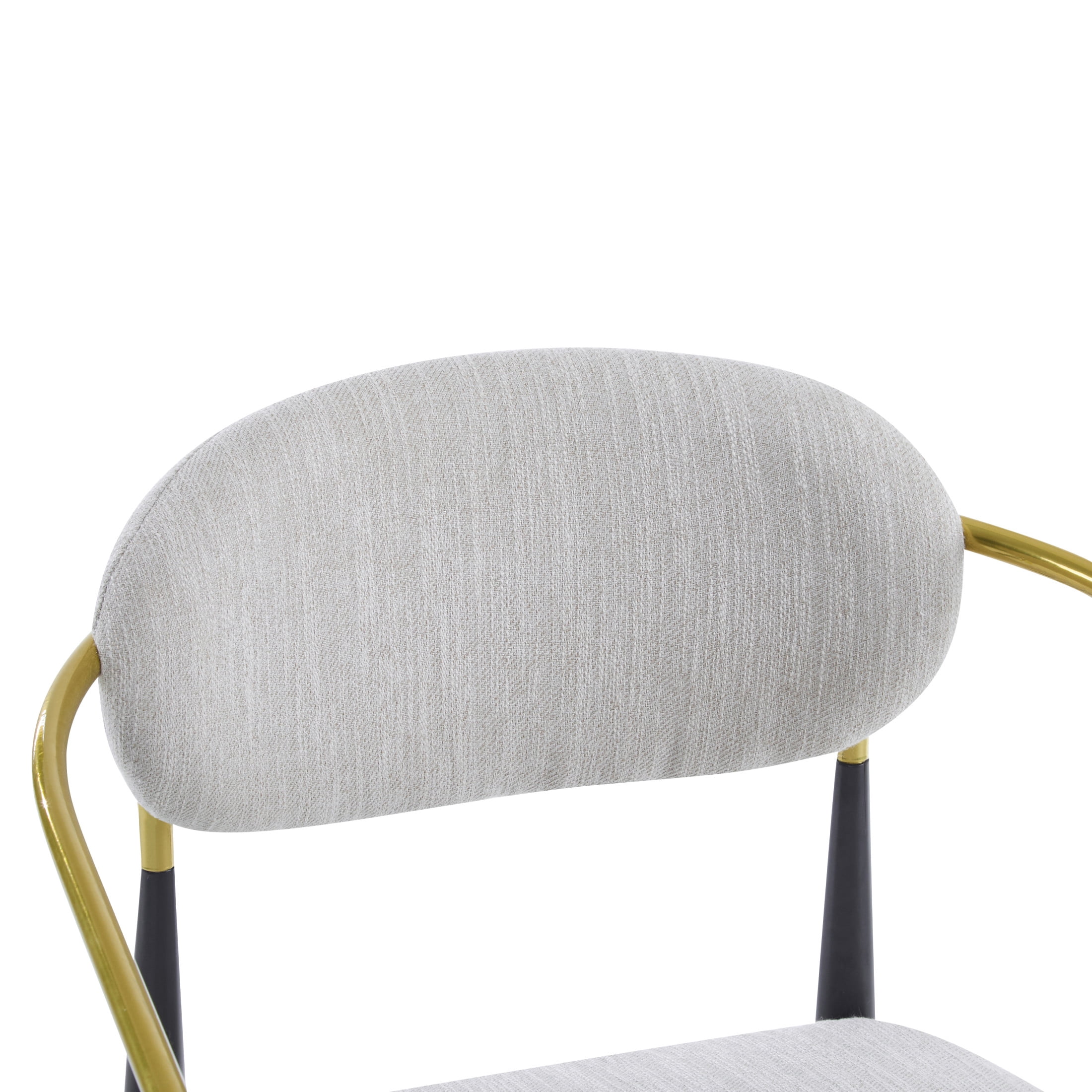 Christopher Knight Home Mid-Century Modern Upholstered Accent Armchair with Metal Legs, Beige+Black+Gold, Set of 2