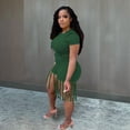 thumbnail image 3 of ITFABS Sports Outfits Short Sleeve Knot Crop Top + Fringe Fifth Pants, 3 of 8