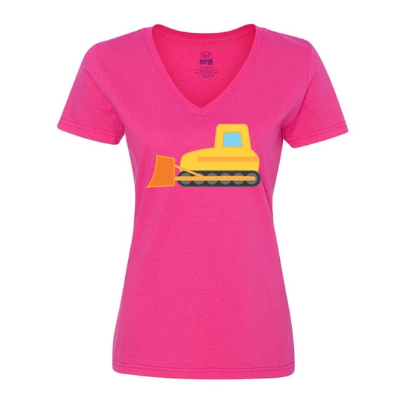 Inktastic Bulldozer Construction Truck Women's V-Neck T-Shirt