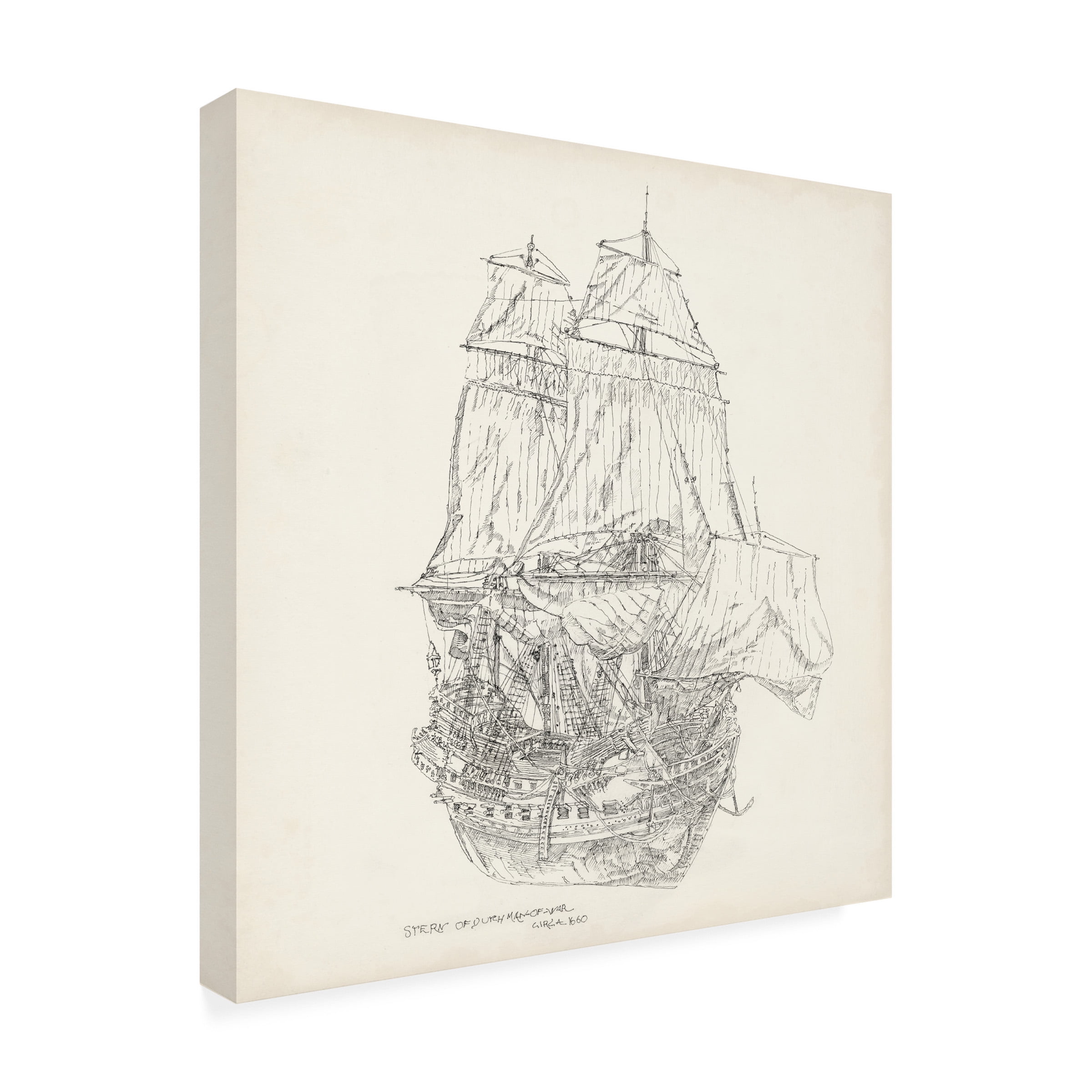 Richard Foust 'Antique Ship Sketch V' Canvas Art