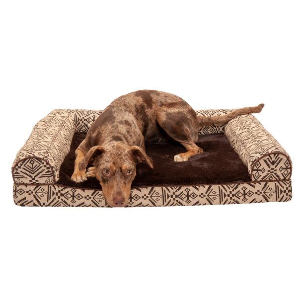 FurHaven Pet Dog Bed, Memory Foam Southwest Kilim SofaStyle Couch Pet