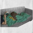 thumbnail image 6 of Moose Soft Flannel Fleece Throw Blanket, Moose with Antlers Illustration Deer Family Creature with Design, Cozy Plush for Indoor and Outdoor Use, 50" x 60", Sea Green Brown, by Ambesonne, 6 of 6