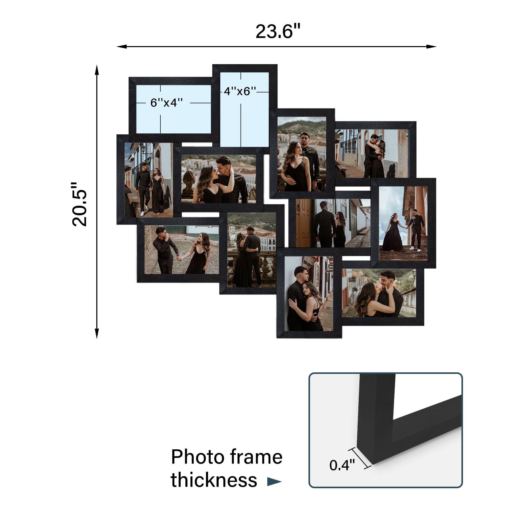 Wall hanging picture frame Designs Family Rules Dimensional Collage White Picture Frame, Black
