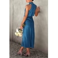 thumbnail image 2 of Vestido PRETTYGARDEN 2025 Verano Satén Sin Mangas Azul Marino Talle S, 2 of 7
