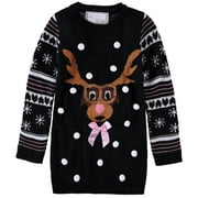 Derek Heart Girls 4-6X Reindeer Sweater (Black 6X)