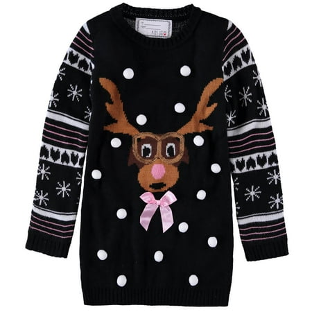 Derek Heart Girls 4-6X Reindeer Sweater (Black 4)